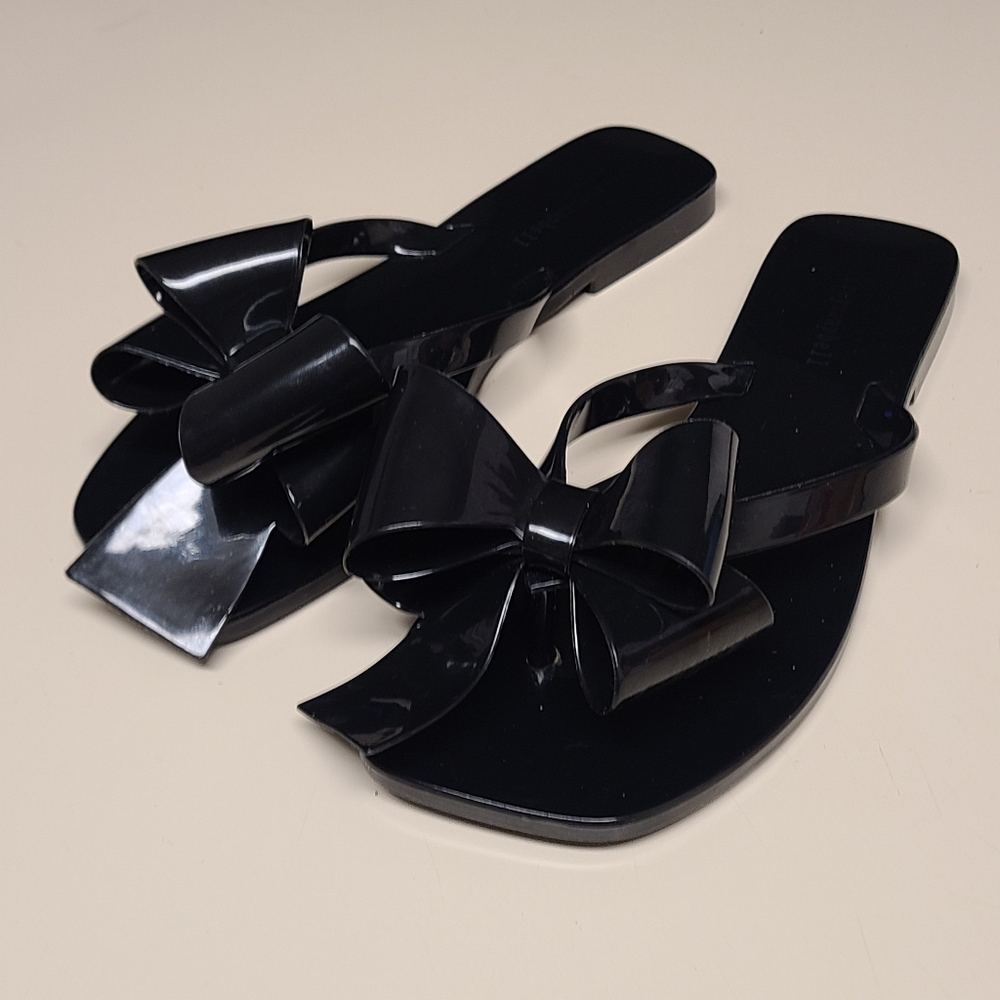 Jeffrey Campbell Sugary Big Bow jelly flip flop thong sandals size 8